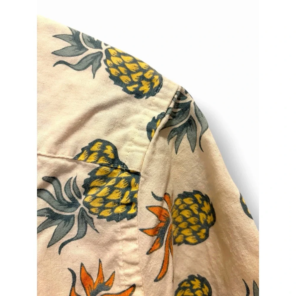 H&M LOGG Pineapple Shirt Mens Large Tropical Button Up Cotton Short Sleeve Summe - Picture 7 of 16